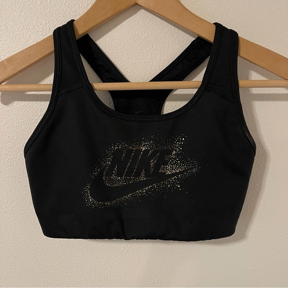 black and gold nike sports bra